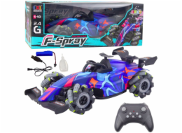 LeanToys RC závodní auto na dálkové ovládání 1:10, světla, zvuky, pára, modrá, LEAN Toys