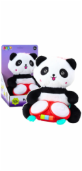 LeanToys Plyšová panda s bubny, plyšovou hračkou, světly a zvuky