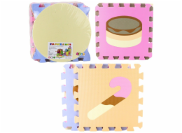LeanToys Měkká podložka na puzzle z EVA pěny, pastelová zvířátka, 16 dílků.