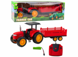 LeanToys Dálkově ovládaný zemědělský traktor s přívěsem LEAN Toys RC Red