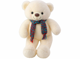 LeanToys Bílý plyšový medvídek v barevném šátku, 55 cm