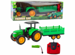 LeanToys Dálkově ovládaný RC zemědělský traktor s přívěsem Green LEAN Toys