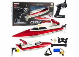 LeanToys Vitality FT007 Dálkově ovládaný RC motorový člun 1:16 bílý a červený