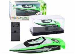 LeanToys RC dálkově ovládaný motorový člun bílý a zelený 15cm LEAN Toys