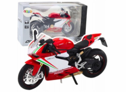 LeanToys Sportovní motocykly, kovová červená bílá světla, zvuky 1:12