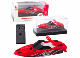 LeanToys Dálkově ovládaný RC motorový člun bílý a červený 15cm LEAN Toys