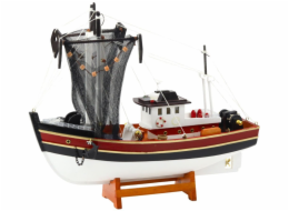 LeanToys Sběratelská dekorativní loď, rybářský člun, rybářská síť, model 38x31cm
