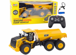 LeanToys Dálkově ovládaný RC transportér sklápěče, zvuky 9 kanálů 2,4G, žlutý