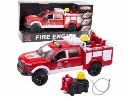 LeanToys Hasičský vůz, hašení požárů, vodní světla, zvuky, bílá červená 1:12