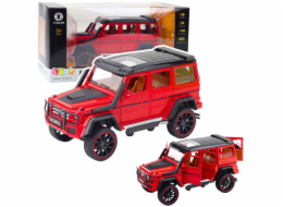 LeanToys Terénní auto, kovové, s natahovacím pohonem, otevíracími dveřmi, červené, 1:22