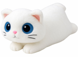 LeanToys Plyšová hračka kočka s velkýma očima bílá 45 cm