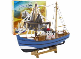 LeanToys Sběratelský model modré rybářské lodi