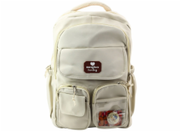 Lean Městský školní batoh Kapybara Přívěsek na klíče Béžový krémový 25L 42cm