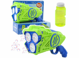 LeanToys Bublinková pistole na baterie s modrými a zelenými LED světly
