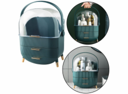 Lean Organizér na kosmetiku s otevíracím víkem, průhledný, se dvěma zásuvkami, zelený