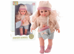 LeanToys Roztomilá panenka anděl ve vlněném svetru s houbou, taškou a kloboukem, 36 cm