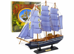 LeanToys Sběratelský model dekorativní plachetnice bílá a modrá 33x31cm