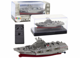 LeanToys Vojenská loď na dálkové ovládání RC stříbrná 15cm LEAN Toys