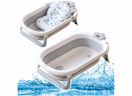 Lean Skládací dětská vanička s teploměrem a matrací s hvězdičkami, šedá