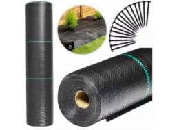 PrimeGarden Černá agrotextilie 100 cm x 50 m UV 70 g protiplevelná agrotextilie + kotvy