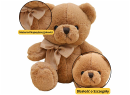 LeanToys Plyšová hračka Velký medvídek s mašlí Hnědá 40 cm