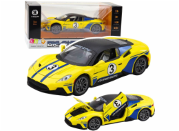 LeanToys Kovové sportovní auto, světla, zvuky, jízda, žlutá 1:22