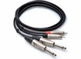 Hosa Kabel Jack 6,3 mm x2 - RCA (Cinch) x2 0,91 m stříbrný (HPR-003X2)