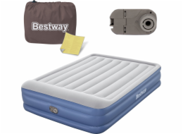 Bestway Dvojitá nafukovací matrace s vestavěným čerpadlem, šedá, tmavě modrá