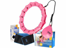 One Fitness Sada hula hoopů s výstupky a závažím růžová, zeštíhlující pás oha02 br160