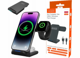 Zenwire Bezdrátová nabíječka A11B 3 v 1 s USB-C pro iPhone, Samsung a hodinky QI 15W