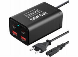 Zenwire Nabíječka Síťová nabíječka 100W Napájecí zdroj GaN III Cube AC kabel 2x USB-C 65W 2x USB-A Zenwire YMS-608