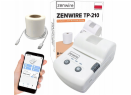 Zenwire Přenosná termální mini tiskárna štítků TP-210 s Bluetooth a USB-C portem a vestavěnou baterií 1500 mAh
