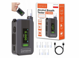 Zenwire Elektrochemický alkoholtester s umělou inteligencí, profesionální, bez náustku, 6 náustku, D1000