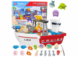 LeanToys Rybářský člun s cirkulací vody, interaktivní rybářské příslušenství