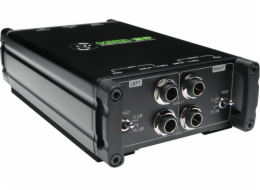 Mackie MDB-2P pasivní direct box pro baskytaru, digitální piano, kytaru, syntezátor, černý, 20–20 000 Hz, 140 000 Ohm, 0,002 %