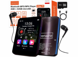 Zenwire Přenosný MP3 MP4 přehrávač Bluetooth FM rádio Hlasový záznamník SD sluchátka 36GB