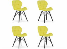 Leobert Židle žlutá LAGO sametová elegantní do obývacího pokoje a jídelny 4 ks