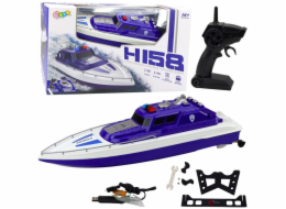LeanToys Dálkově ovládaný RC motorový člun 1:28 policejní modrý LEAN Toys