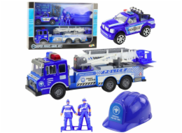 LeanToys Sada velkých figurek policejních aut s přilbou pro děti modrá EDUKAMP
