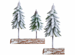 Lean Vánoční stromeček - kompozice na kmeni pokrytém sněhem 34 x 28 cm