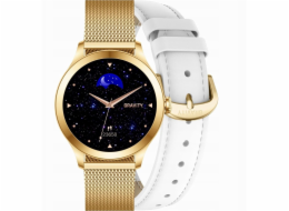 Gravity Chytré hodinky Smartwatch bílá a zlatá 2 řemínky GT25-2 PRO