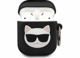 Karl Lagerfeld KLACA2SILCHBK Silikonový ochranný kryt Choupette pro AirPods 1/2 černý