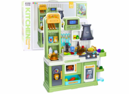 LeanToys Dětská kuchyňka Water Cycle, měnící barvu potravin, napařovací, zelená, 64 dílků.
