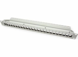 Roline ROLINE 19Zoll Keystone patchpanel 24portový Cat6 stíněný světle šedý bez modulu - 26/11/0359