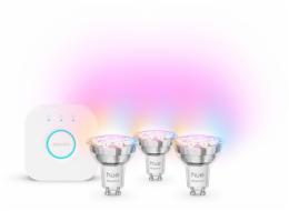 Philips Hue Essential Starter Kit Bodové světlo + Hue Bridge Full Color GU10 3 kusy, bílá - Sada chytrého osvětlení 929004235707 (8721103103710)