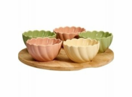 Secret de Gourmet Květinové misky na bambusovém podnose, 5 misek + podložka