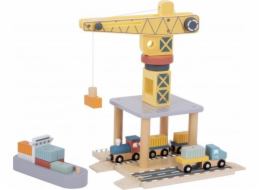 Tooky Toy TOOKY TOY Dřevěná sada přístavního jeřábu