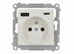Kontakt-Simon Zásuvka Simon s integrovanou nabíječkou USB C+A (modul), 2,1 A, 5 V DC, 230 V bílá DGZ1ZUSB2CA.01/11