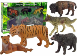 LeanToys Sada figurek Africká lesní zvířata Medvěd Tygr