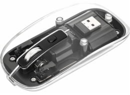 Manhattan Funkmaus USB-A myš 4 tlačítka RGB LED černá průhledná